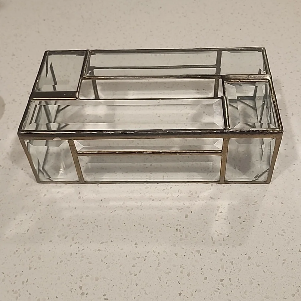 Glass and Gold Rectangular Cosmetic Organizer - Clear